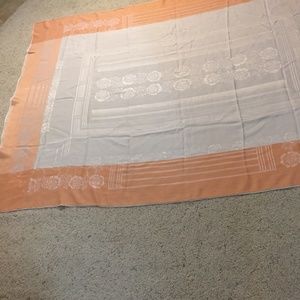 Elegant Tablecloth Peach & White w/ white design